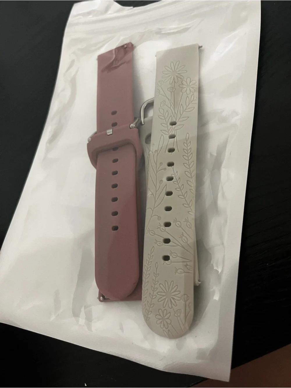Silicone Replacement Watch Bands - Dusty Rose & Light Beige Floral